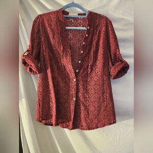 Altar’d State Top 3/4 Button‎ Up Sleeve Med,
